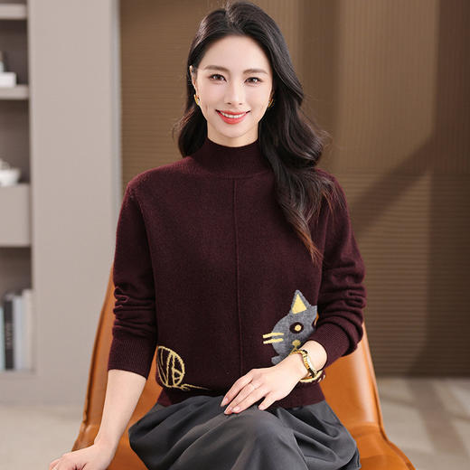 妈妈洋气毛衣中年女装上衣，内搭宽松显瘦短款打底衫CC-101-35548 商品图1
