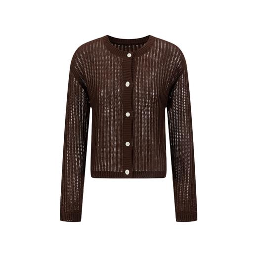 2025 秋季新款女镂空毛针织衫格雷系钉珠针织衫毛衣895381M255 商品图1