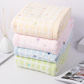 内野XS 无捻纱方格绣花浴巾