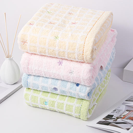 内野XS 无捻纱方格绣花浴巾 商品图0