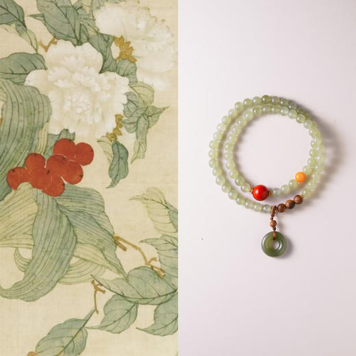 【芙蕖·天然晴水和田玉平安扣手串】敦煌福泽天然晴水和田玉手串女款 新中式平安扣双圈玉石手链春夏新款 商品图4