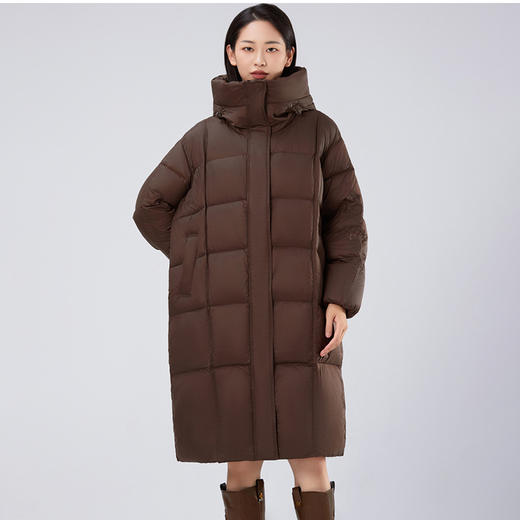 女士8827长款立领连帽羽绒服 360度防寒无死角 90鸭绒（常熟羽绒服工厂购） 商品图1