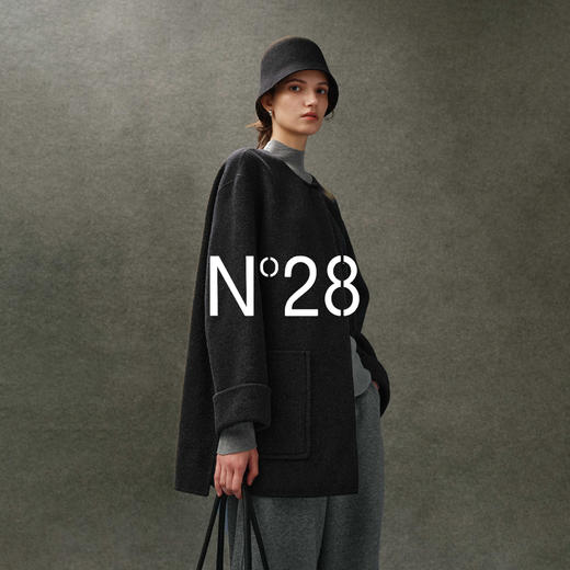 N°28 秋冬2025新款深灰色毛呢大衣女羊毛呢外套 8855A1D576  商品图3