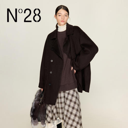N°28 秋冬山羊绒毛呢外套绳收腰显瘦呢子大衣 8855A1D596  商品图1