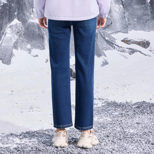 半身缘女裤 冬季棉直筒长裤宽松保暖牛仔裤254102U10120102 商品图4