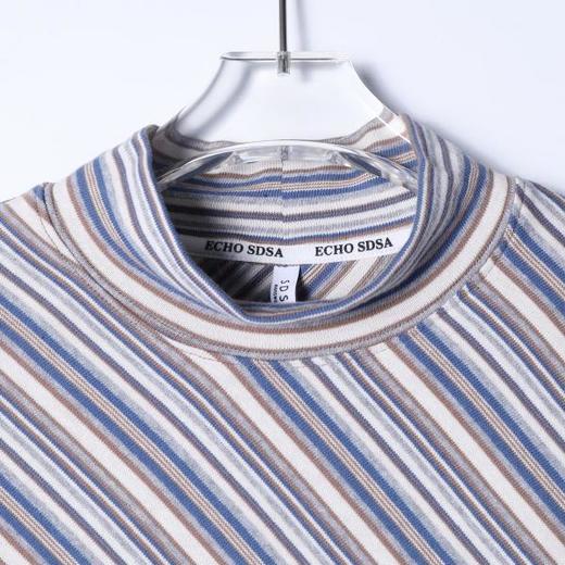 T5031SDSA男士秋冬新款痞帅男装韩版简约撞色斜纹半高领长袖T恤百搭 商品图2