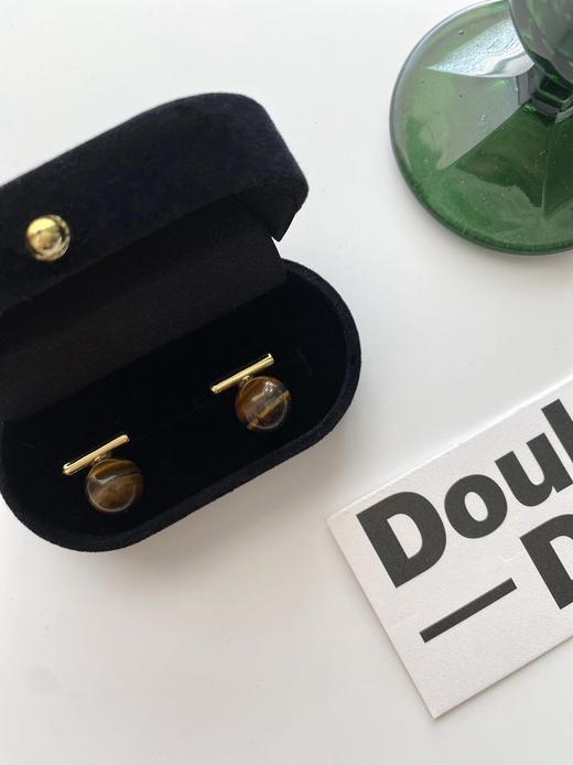 【出口订单施家一字杠珍珠耳钉】解忧招财天然虎眼石｜正品施家珍珠｜S925银针❗️一横一圆 独特设计感！不落俗的品味-PJBC 商品图1