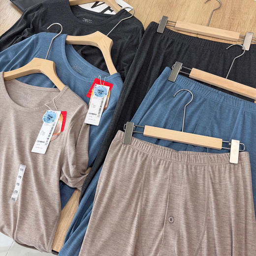 SUNJ176男士色纺发热套装 商品图1