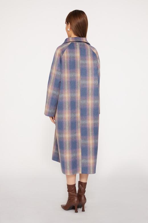 LNNNS 宽松羊绒格纹呢子大衣 9985 商品图2