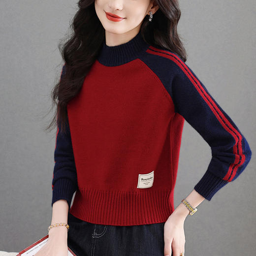 短款洋气大码女装毛衣，高级感拼色打底衫CC-MY-1300 商品图1