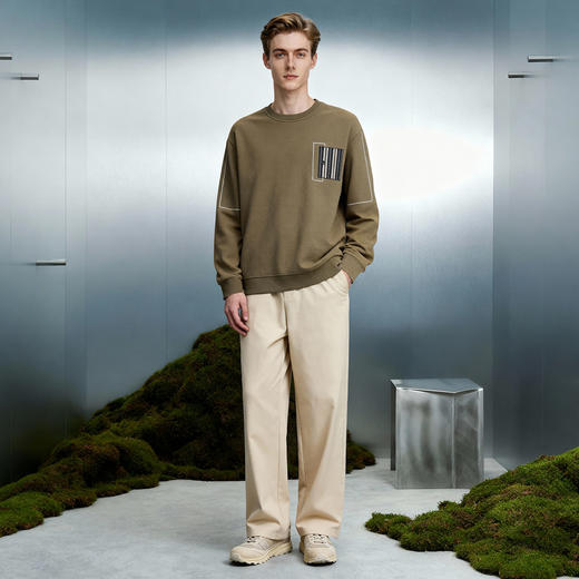 华夫格加绒保暖圆领卫衣 商品图13