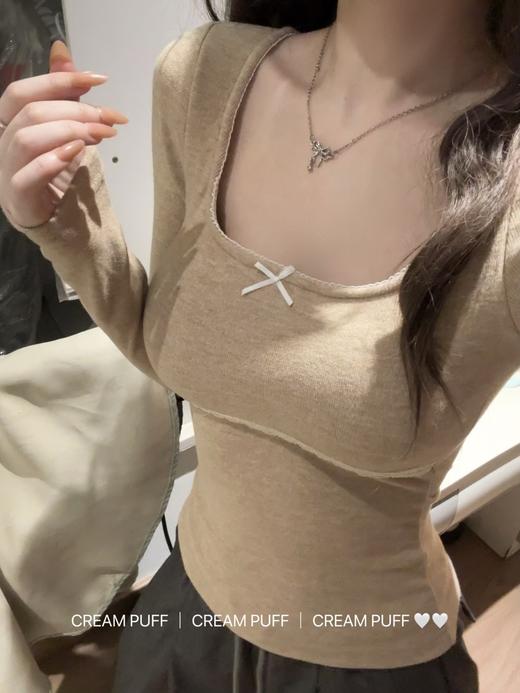 【GZ】无忧购带胸垫蝴蝶结纯欲蕾丝花边修身掐腰显瘦打底上衣5192（截单后3-5天发货) 商品图8