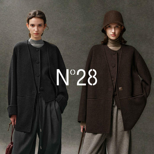 N°28 V领毛呢大衣女宽松高级感秋冬绵羊毛呢外套8855A1D551 商品图2