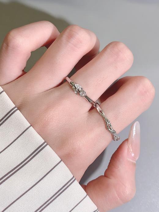 卡蒂罗KADER 竹枝连理情侣 925银新中式冷淡风节节同心原创小众设计男女友可调节素圈一对 甜蜜饰爱日常浪漫 商品图5