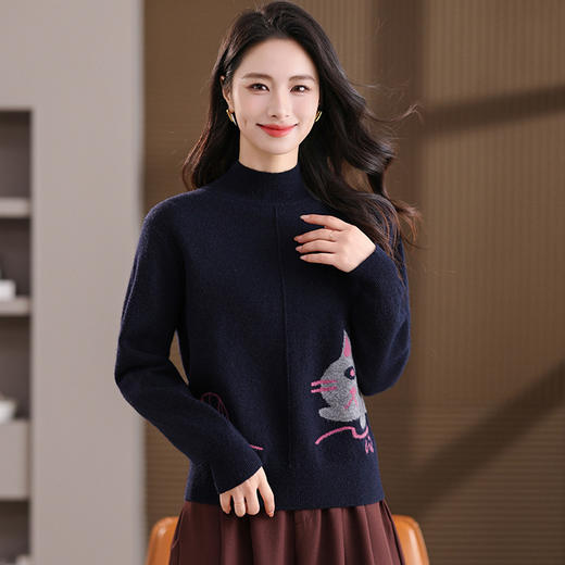 妈妈洋气毛衣中年女装上衣，内搭宽松显瘦短款打底衫CC-101-35548 商品图3