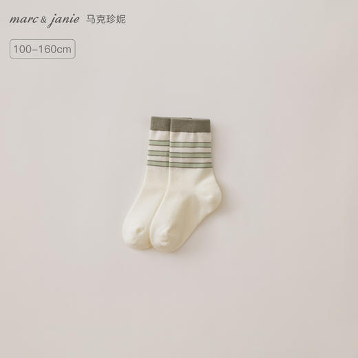 马克珍妮男童柔软弹力透气撞色条纹短袜2025年秋冬新款551933 商品图0