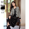 【年终特卖】熙世界2025秋冬款小香风千鸟格短外套丝绒吊带连衣裙两件套装女 商品缩略图0