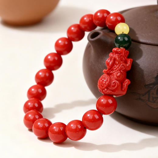 岸纾 天然朱砂吉祥貔貅精品手串 商品图4