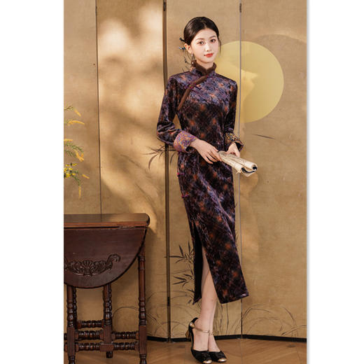 复古国风长袖加绒，高级感中式旗袍GX-282268 商品图3
