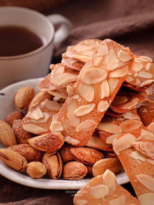 饱满杏仁、口口酥香！【米惦薄脆扁桃仁酥】每一片都吸足了鸡蛋香，轻薄小片，金黄酥脆！ 🧡薄脆煎饼+坚果仁的巧妙搭配！ 商品图1
