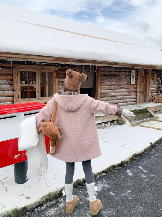 <曾小咸推荐> 现货秒杀！微信超特价！粉色连帽毛呢外套中长款牛角扣 日常339.99 立减160 秒杀179.99！ 商品图7