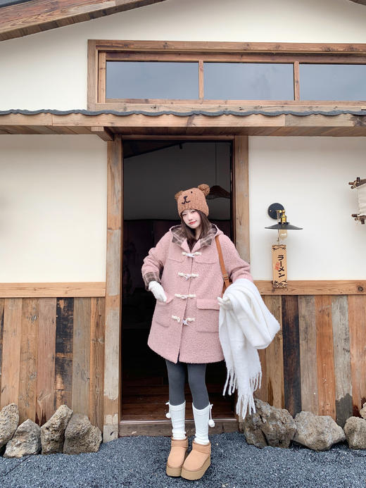 <曾小咸推荐> 现货秒杀！微信超特价！粉色连帽毛呢外套中长款牛角扣 日常339.99 立减160 秒杀179.99！ 商品图11