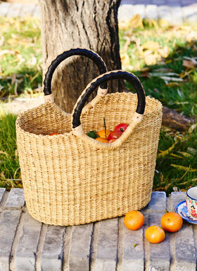 伽罗 JALO 非洲进口加纳手工编织草编托特包