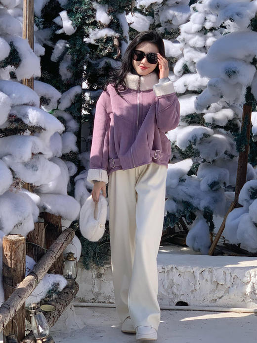 【百图lulu定制】【牧羊人麂皮外套】皮毛一体 外麂皮 内羊羔毛 防风保暖外套 商品图8