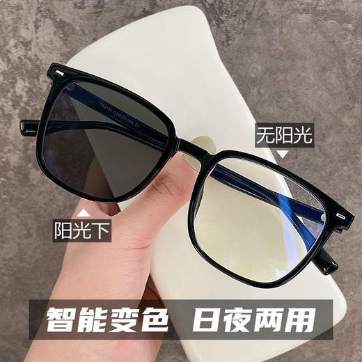 赠送盒子【智能变色，日夜两用】新款感光变色近视眼镜男款素颜神器防蓝光平光眼镜框女款。rd 商品图0