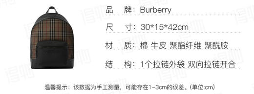 巴家徽标刺绣拉链开合格纹双肩包 商品图13