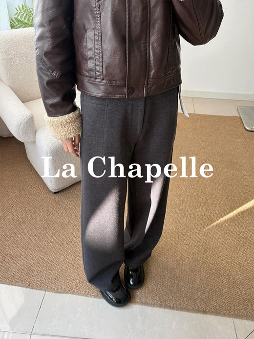 会员福利【绵羊毛+内里磨毛/不垮垂感】拉夏贝尔/La Chapelle秋冬新款通勤直筒裤！高级感斜纹加厚西裤 商品图2