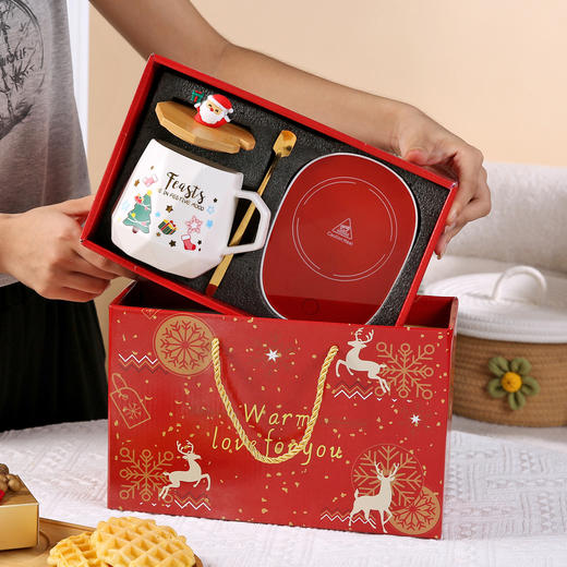 新年🎁【圣诞保温套装】创意圣诞礼盒套 装伴手礼 马克杯水杯礼品 陶瓷卡通圣诞老人咖啡杯杯 商品图6