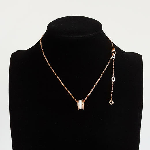 【95新】BVLGARI宝格丽B.zero1系列35005318K玫瑰金白陶瓷双排钻弹簧项链中性款151125AK01 商品图8