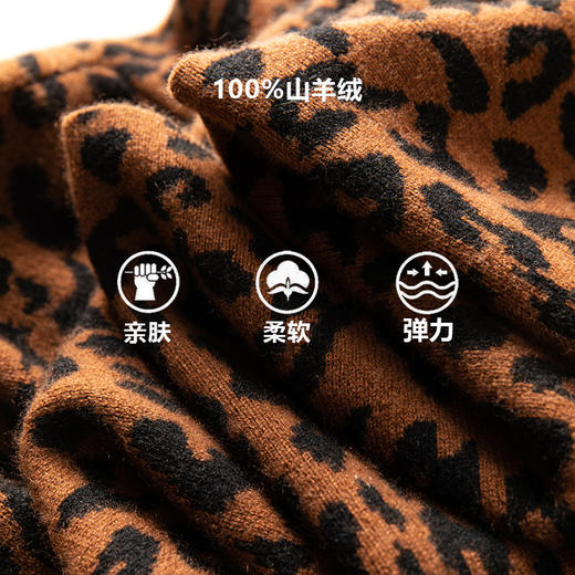 豹富美学~100%小山羊绒复古咖色豹纹加厚羊绒开衫外套 商品图1