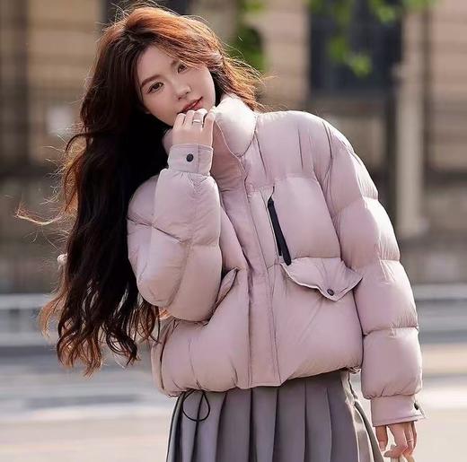 蓬松面包服【羽绒服】绒子含量90% 韩系立领短款设计感可抽绳羽绒服-喜出 商品图0