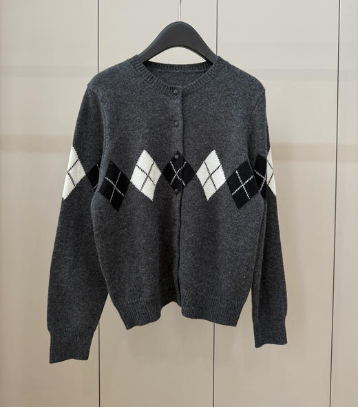 外贸单菱格针织羊毛开衫 商品图1