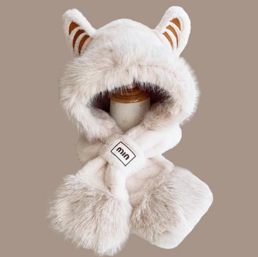 【可爱保暖❗️仿狐狸毛绒帽】一件顶三件，亲肤包裹温暖护颈，加绒加厚循环琐温，柔软温暖不宜掉毛，秋冬季东北骑车冬天围脖保暖2025新款QQ 商品图9