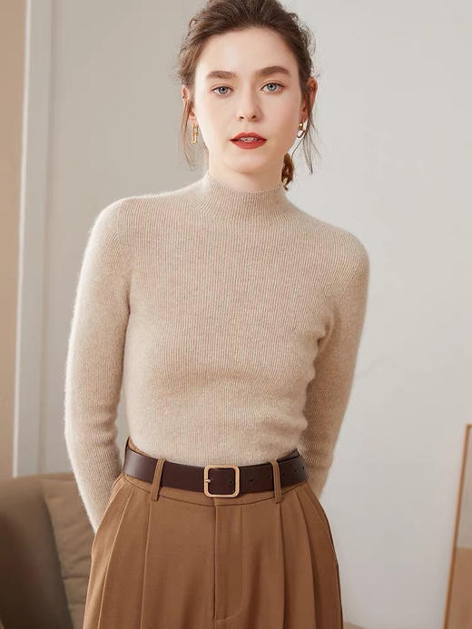 🏆100%纯山羊绒！鄂尔多斯工厂直出❗️金标❗️【女士半高领修身坑条打底衫】集团亏清 本团1折不到！要高货的看过来！✅金标水洗唛，无缝一体成衣设计！礼盒包装！✅半高领领型！秋冬顶好搭的款式！ 商品图7