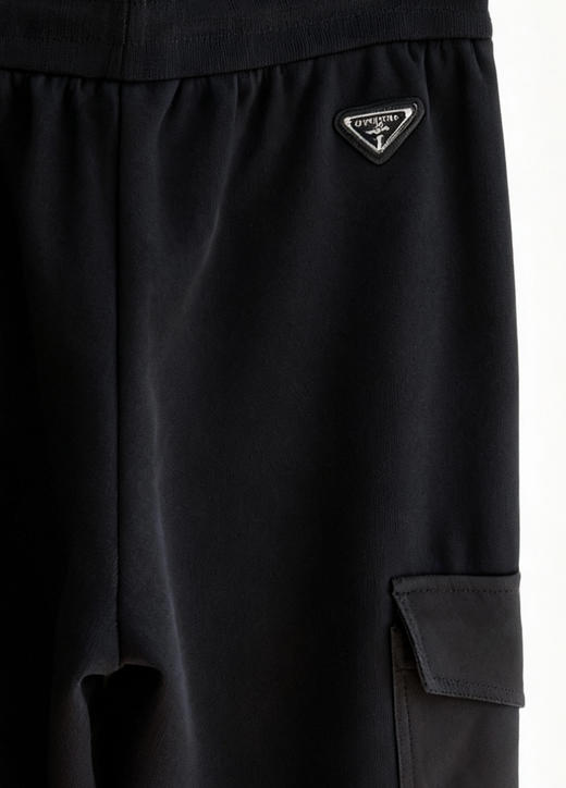 Pr@da，男士侧口袋棉质加绒卫裤。   灰色。黑色 商品图5