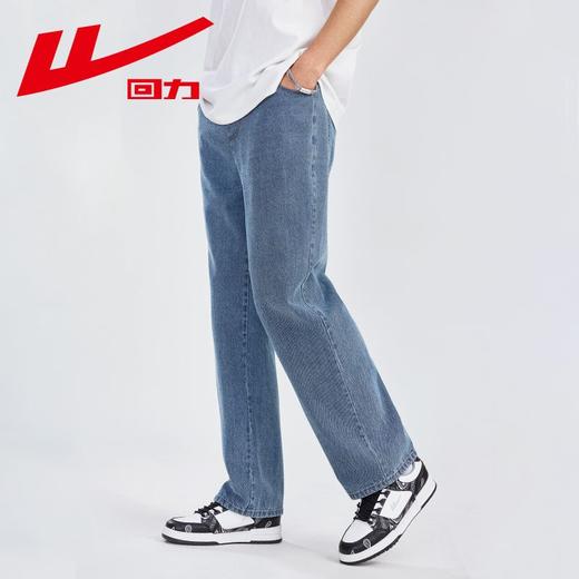 回力牛仔裤男2025秋冬新款加绒加厚美式高街宽松直筒阔腿休闲裤子 商品图3