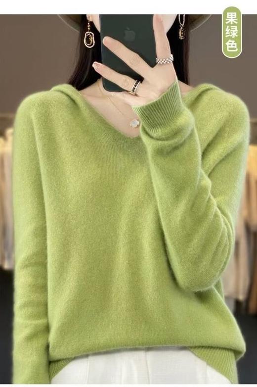 天衣无缝小V领连帽羊毛衫 商品图5