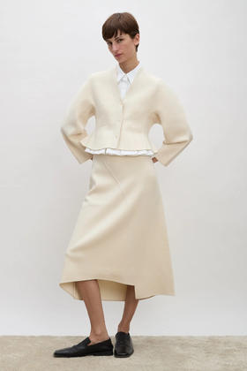 Ashlyn 25AW 象牙色Henry羊毛雕塑针织开衫