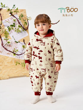 兔兔小布马上有钱数码印花羽绒爬服