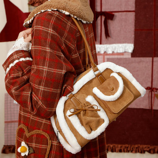 【礼物季】毛圈拼接保龄球单肩包-纪念日百货门店同款167493118 商品图3