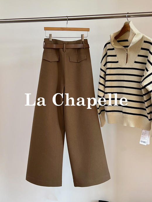 会员福利【高支斜纹+久坐顺直】拉夏贝尔/La Chapelle高腰微廓显瘦直筒裤~质感百搭加厚休闲裤（含腰带） 商品图10