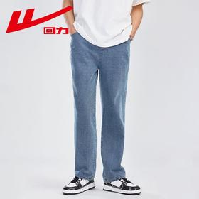 回力牛仔裤男2025秋冬新款加绒加厚美式高街宽松直筒阔腿休闲裤子