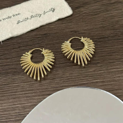 设计感细腻太阳花光芒金属耳圈-纪念日百货门店同款167796071 商品图2