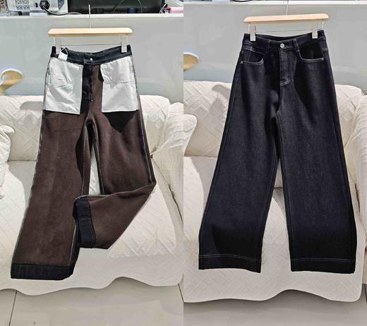 505175丹宁蓝牛仔加绒密密底十分裤 商品图0