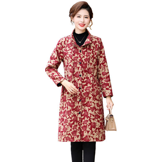 妈妈装秋冬风衣中长款时尚大码女装加绒外套中老年洋气保暖女上衣 商品图4