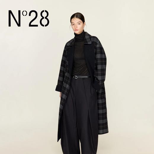 N°28 2025冬季新款设计师女装长款极简风格子毛呢外套8855A1D591  商品图2